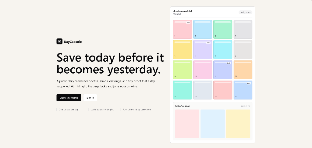DayCapsule website preview